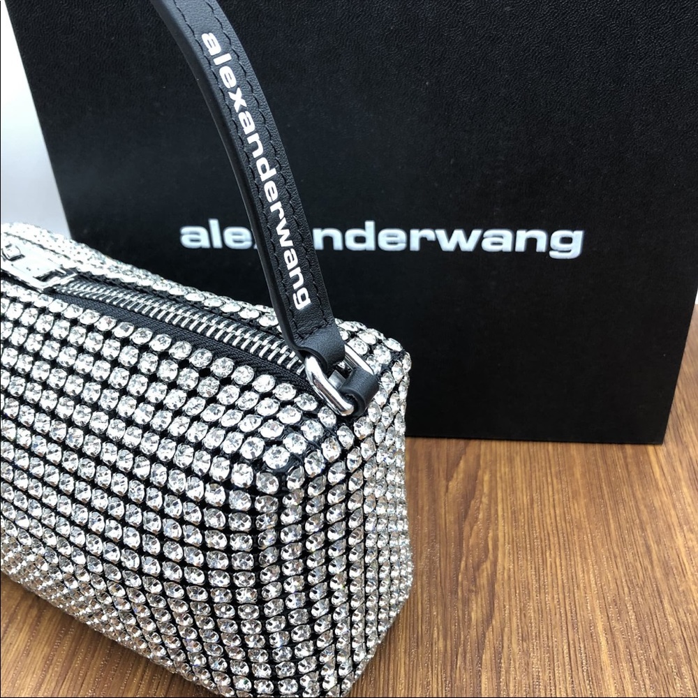 Alexander Wang Heiress Pouch Rhinestone Mesh & Leather Bag